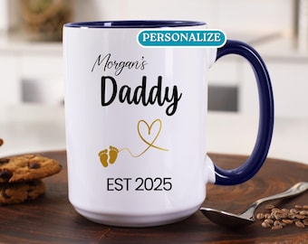 Personalized New Daddy Mug with Baby Name and Est Year, Custom Gift for First Time Dad, New Father Coffee Cup Gift, First Father's Day Gift