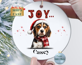 Beagle Custom Christmas Ornament, Cute Beagle Dog Owner Gift, Beagle Dog First Christmas, Beagle Dog Name Ornament, Beagle Mom, Beagle Dad