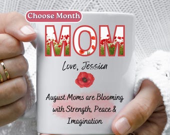 Personalized Mom Birth Flower Mug, Mothers Day Floral Birth Month Coffee Cup