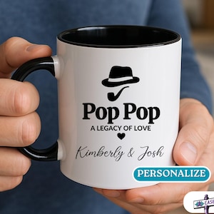 Personalized Pop Pop Mug Gift with Grandkid Names, Coffee Cup For Pop-pop from Grandkids, Pop Pop Father&#39;s Day, Christmas, or Birthday Mug