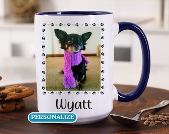 Dog Dad Picture Mug Gift, Custom Dog Owner Coffee Cup Using Your Photo