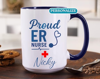 Personalized Emergency Room Nurse Mug, Custom ER Nurse Coffee Mug with Name, Gift for ER Trauma Nurse,  ER Nurse Appreciation Week Gift