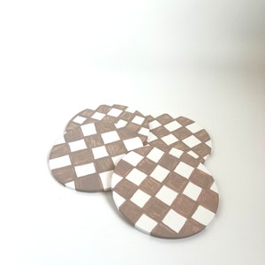 Retro Chic Beige Checkered Coasters