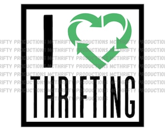 I Love Thrifting Sticker: Sustainable Shop Vinyl Decal