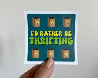 I'd Rather Be Thrifting Sticker: Retro Style Vinyl Decal