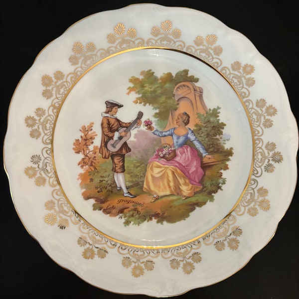 Gloria Bayreuth Bavaria Fragonard Rococo Serenade Hand Painted, signed 22 k gold