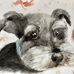 Miniature Schnauzer, Custom Dog Art, Watercolor Dog, Nursery Decor, Office Art, Home Decor, Living Room Art, Schnauzer Painting
