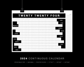 Printable Calendar Poster 2024 Continuous Calendar Poster Sizes ...