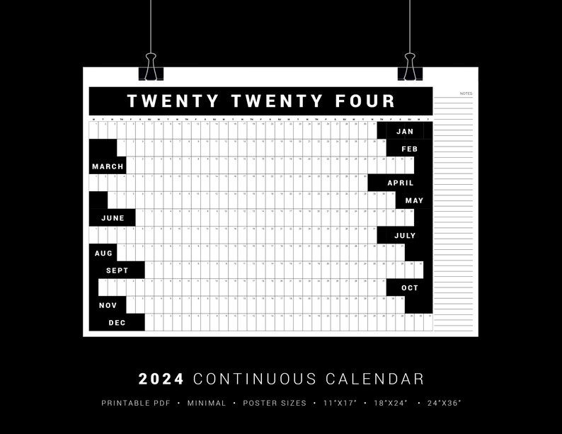 Printable Calendar Poster 2024 Continuous Calendar Poster - Etsy