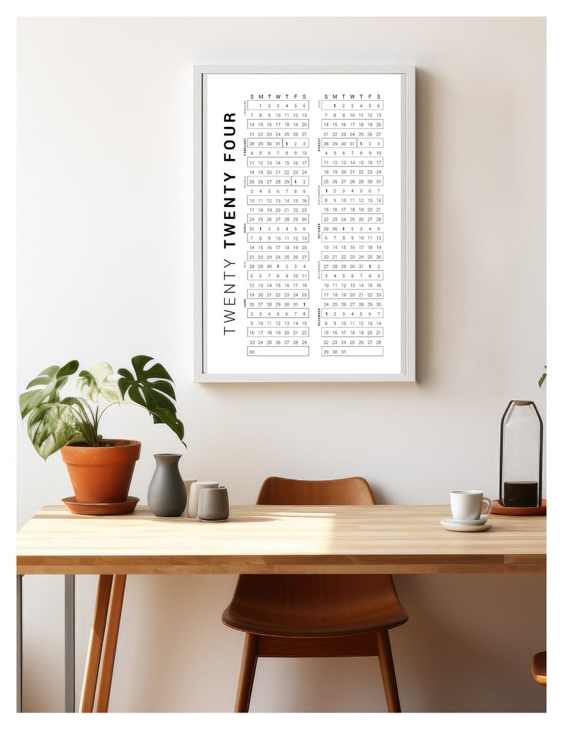 Printable Calendar Poster 2024 Continuous Calendar Large Etsy