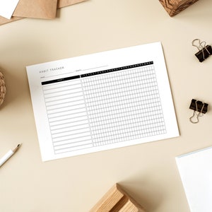 Printable Habit Tracker Blank Habit Tracker Letter Size Horizontal ...