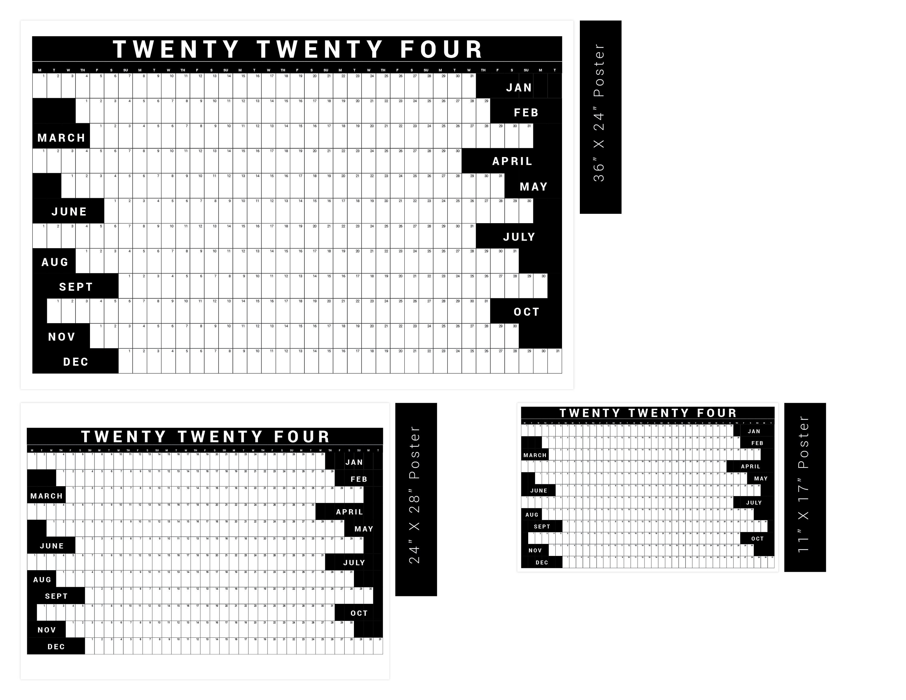 Printable Calendar Poster 2024 Continuous Calendar Poster - Etsy