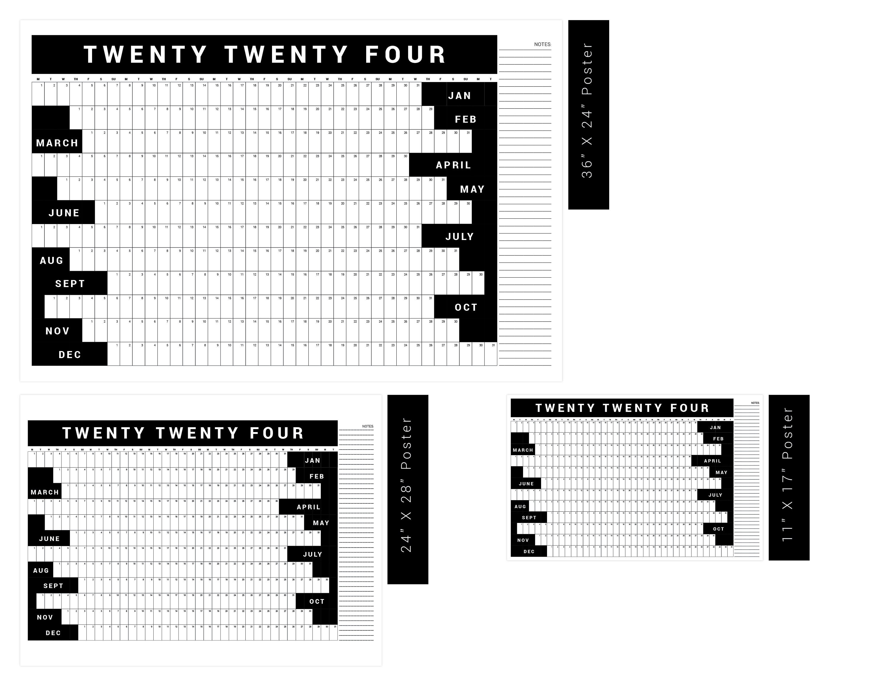 Printable Calendar Poster 2024 Continuous Calendar Poster - Etsy