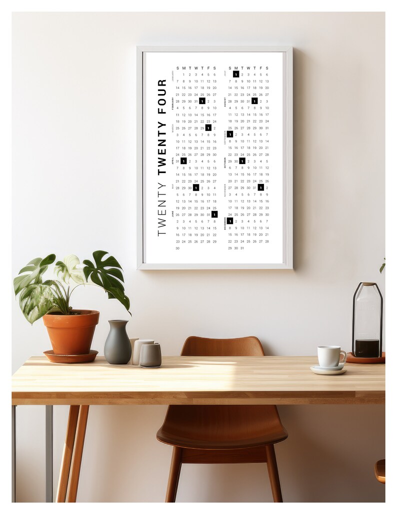 Printable Calendar Poster 2025 Continuous Calendar Large Etsy