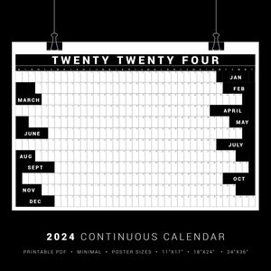 Printable Calendar Poster 2024 Continuous Calendar Poster - Etsy