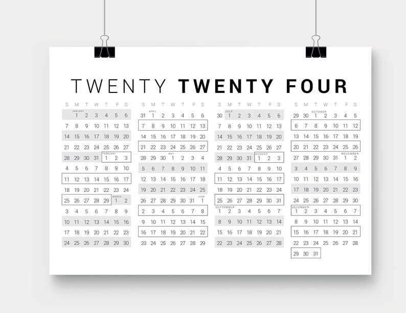 Printable Calendar Poster 2024 Continuous Calendar Poster - Etsy