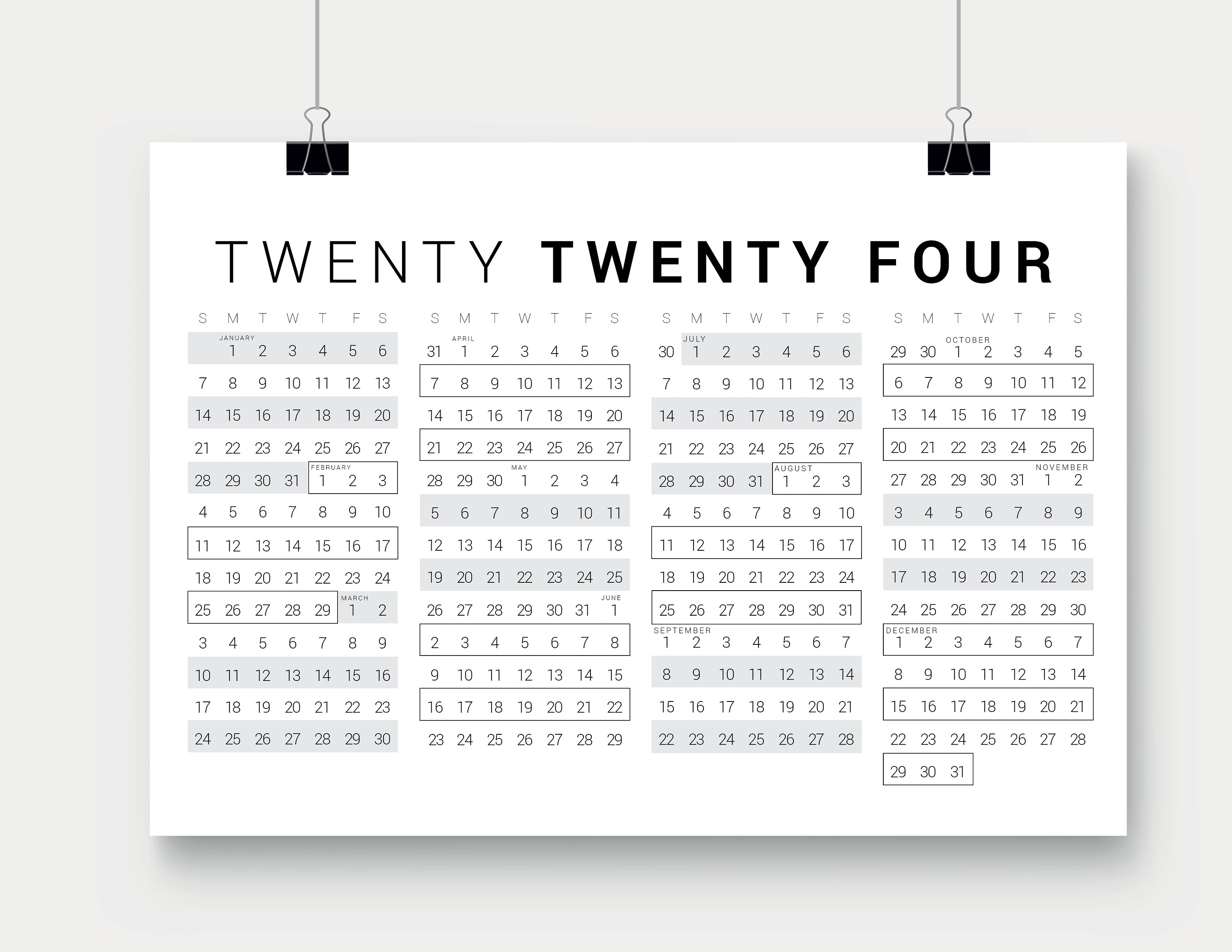 Printable Calendar Poster 2024 Continuous Calendar Poster Etsy