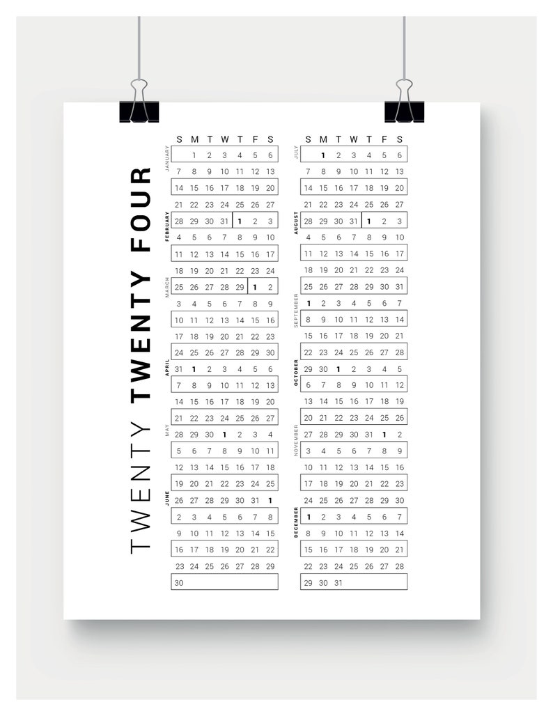 Printable Calendar Poster 2025 Continuous Calendar Large Etsy