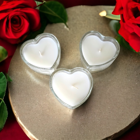 Three Vanilla Scented Heart Shaped Candles, Heart Shaped Candle