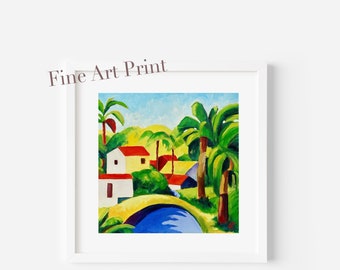 Palmen Druck, Kunstdruck Palmen, expressive Malerei, modernes Wandbild, Fine Art Print, expressive Landschaft