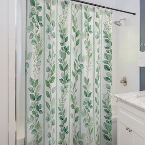 Botanical Shower Curtains, Green Leaf Bathroom Decor, Nature Inspired Home, Eco-Friendly Curtain, Gift for Housewarming, Spa Vibe