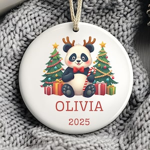 Personalized Holiday Ceramic Ornament - Cute Panda Christmas Decoration, Custom Name Ornament, Keepsake Gift, Festive Tree Decor, [...]