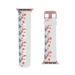 Floral Apple Watch Band, Modern Watch Strap, Chic Floral Design, Gift for Her, Summer Accessory, wildflower Watch Band
