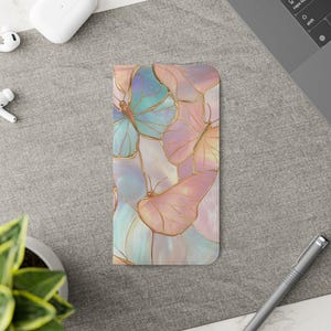 Fundas con tapa de mariposa para teléfono, elegante billetera, regalo perfecto, diseño floral, ideal para amantes de las mariposas, con un toque primaveral, diseño de mosaico de vitrales.