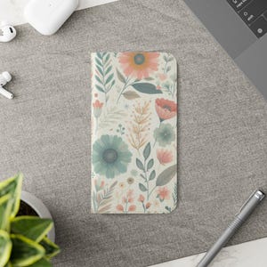 Floral Flip Case - Cute Phone Cover | Ideal Gift for Her, Birthday, Spring, Mothers Day, Statement Accessory, pastel flowrs