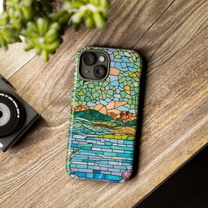 Mosaic Phone Case, Nature-Inspired iPhone Cover, Unique Gifts for Nature Lovers, Stained glass look, Artistic Mobile Accessory