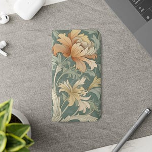 Elegant Floral Flip Cases, Stylish Phone Cover, Gift for Her, Phone Wallet Case, Gift, William Morris inspired