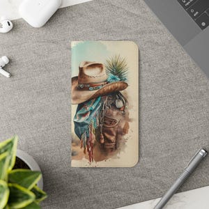 Funda tipo cartera estilo western - Rústica, diseño de cactus - Regalo ideal para vaqueros, vaqueras, amantes de la naturaleza, cumpleaños y festividades.