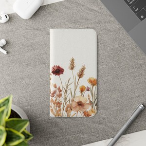 Floral Flip Cases for Smartphones, Elegant Phone Wallet, Chic Floral Design, Gift for Her, Stylish Phone Accessory, wildflower design, gift