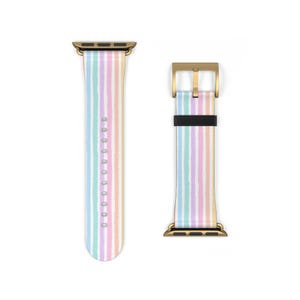Rainbow Pastel Watch Band, Colorful Silicone Strap for Fitness & Fashion, Gift for Her, Summer Vibes, Adjustable Smartwatch Band