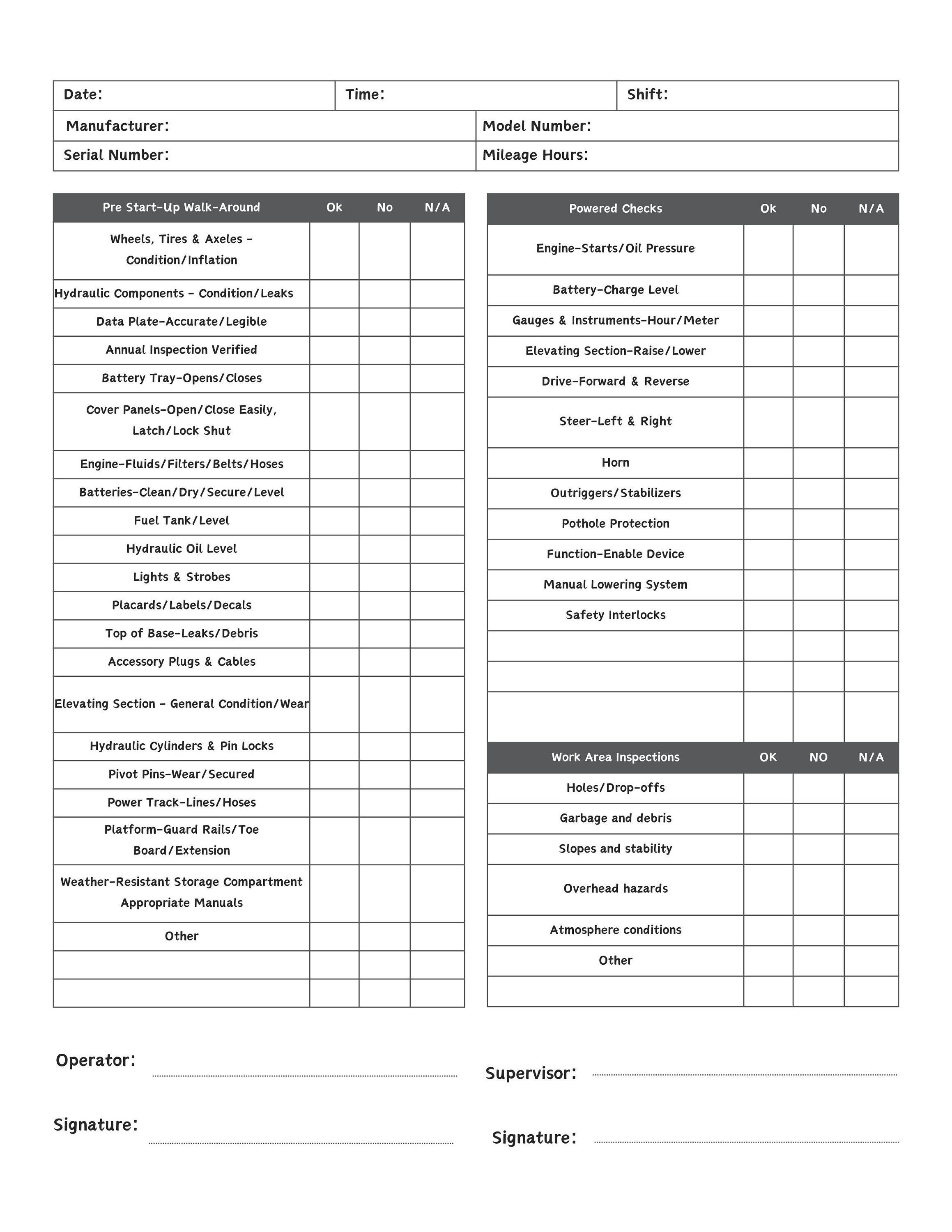 Scissor Lifts Daily Inspection Checklist Log Book Etsy
