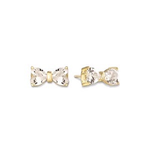 HAZAN I 18K Gold Filled Dainty Diamond Bow Tie Stud Earrings, Diamond Bow Earrings, Dainty Ribbon Studs, Elegant Bow Earrings for Women