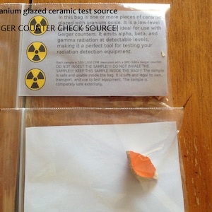 Tarjeta de prueba de verificación de fuente de contador Geiger esmaltada de uranio radiactivo SEGURA /// LA MEJOR OFERTA /// Verificación de fuente picante