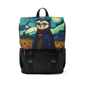 Van Gogh Owl Unisex Casual Shoulder Backpack