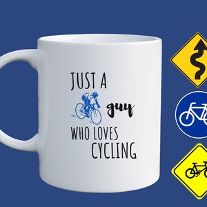 Cyclist Coffee Mug, Gift For Bicycle Rider, Bike Related Minimalist Design, Mug For Men Him, Christmas Birthday Cyclist Gift, Ceramic Mug