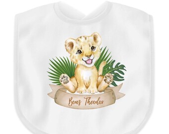 Baby Lätzchen personalisiert mit dem Vornamen und einem Tiger Motiv - super als Geschenkidee - unisex für Jungen und Mädchen Geschenk