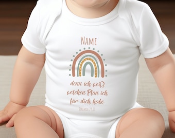 personalisiertes Baby Body christlich als Geschenk zur Geburt,  minimalistisch Geschenkidee zur Taufe,  Body  Glaube für Junge und Mädchen