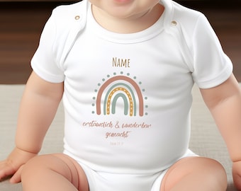 personalized baby bodysuit Christian as a gift for birth, minimalist gift idea for baptism romper faith for boy and girl