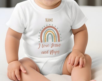 personalisiertes Baby Body christlich als Geschenk zur Geburt, minimalistische Geschenkidee zur Taufe Baby Outfit  für Junge und Mädchen