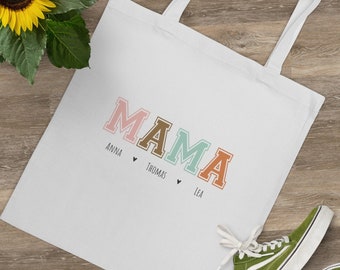 personalisierte Mama Tasche zum Muttertag, Baumwoll Einkaufstasche als Geschenk für Mama