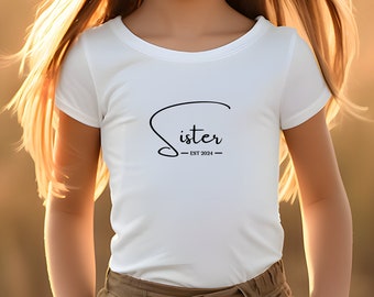 T-shirt petit enfant grande soeur - Sister 2024 - idéal pour annoncer une grossesse ou pour un shooting en famille avec bébé