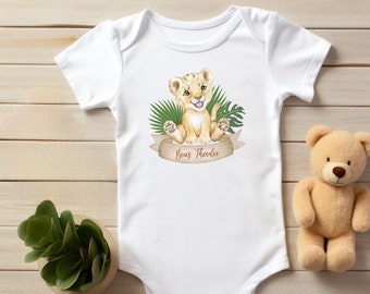 Baby Body personalisiert  mit einem Tiger Motiv,  Strampler als Geschenkidee Unisex für Jungen und Mädchen Geschenk