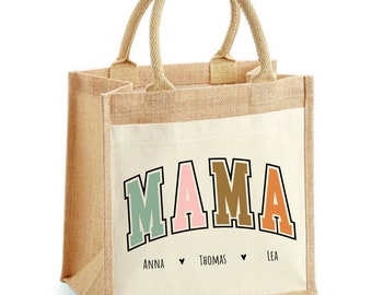 Sac de jute personnalisé pour maman | Excellente idée comme cadeau pour la fête des mères ou comme cadeau d'anniversaire