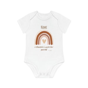 Baby Body christlich personalisiert Geschenk zur Geburt, minimalistisch Geschenkidee zur Taufe, kurzarm Body Glaube für Junge und Mädchen Bild 4