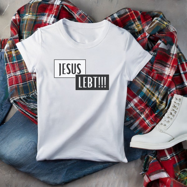 Damen T-Shirt christlich T Shirt Ostern Geschenkidee Tshirt Jesus lebt Damen T-Shirt Jesus Damenshirt