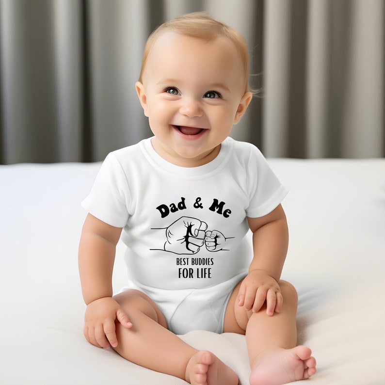 Baby Body für Vatertag: Dad me best buddies for life, ideal als Partnerlook mit dem Papa, Strampler als Geschenkidee zur Geburt Bild 1